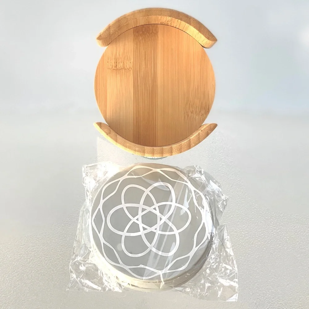 Silicone Coasters with Bamboo Holder ~ Set of 8